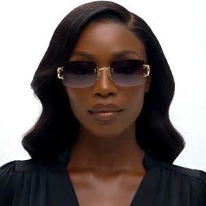 Women Sunglasses Gold Accents Brown Gradient Lens‎ Fashion Eyewear Street Wear
